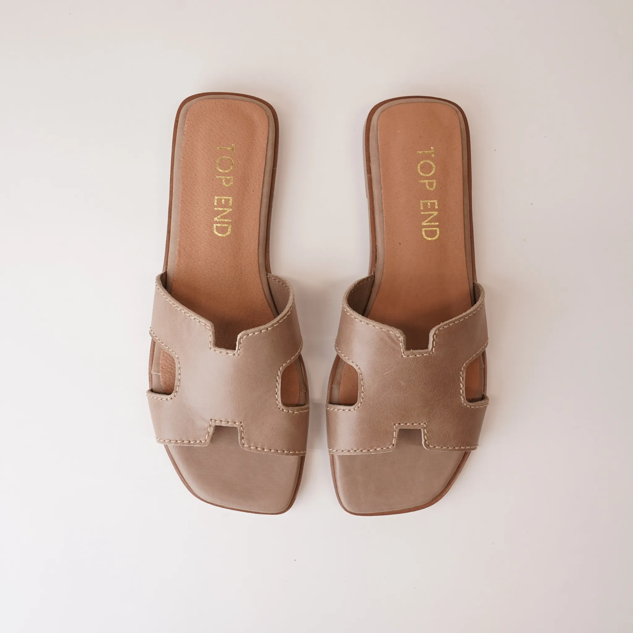 Lycha Latte Leather Slides