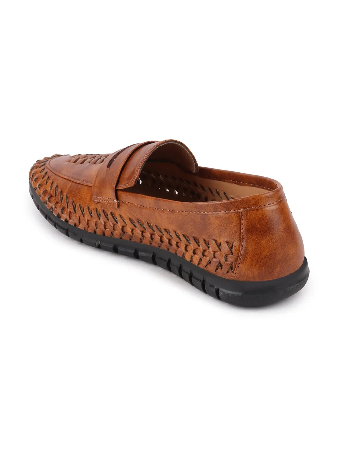 Men Tan Casual Slip-On Knitted Shoes