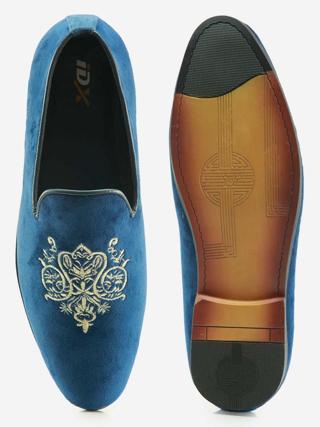 Men's Blue Embroidery Slip On Casual (IX1046)