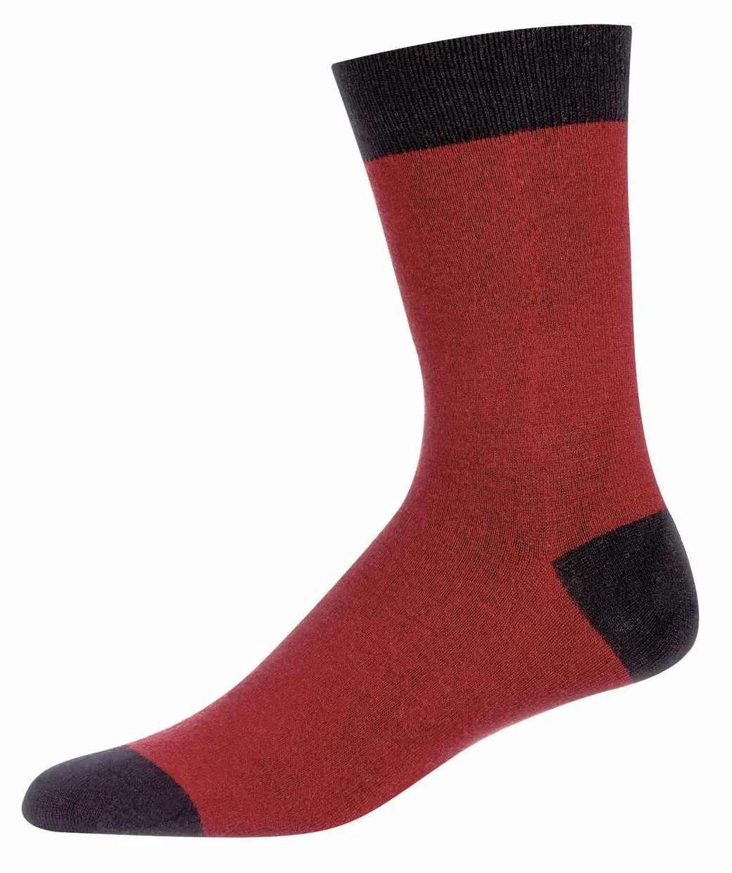 Men's Cashmere Fancy Heels Luxuriously Soft Crew Socks -Caberrnet