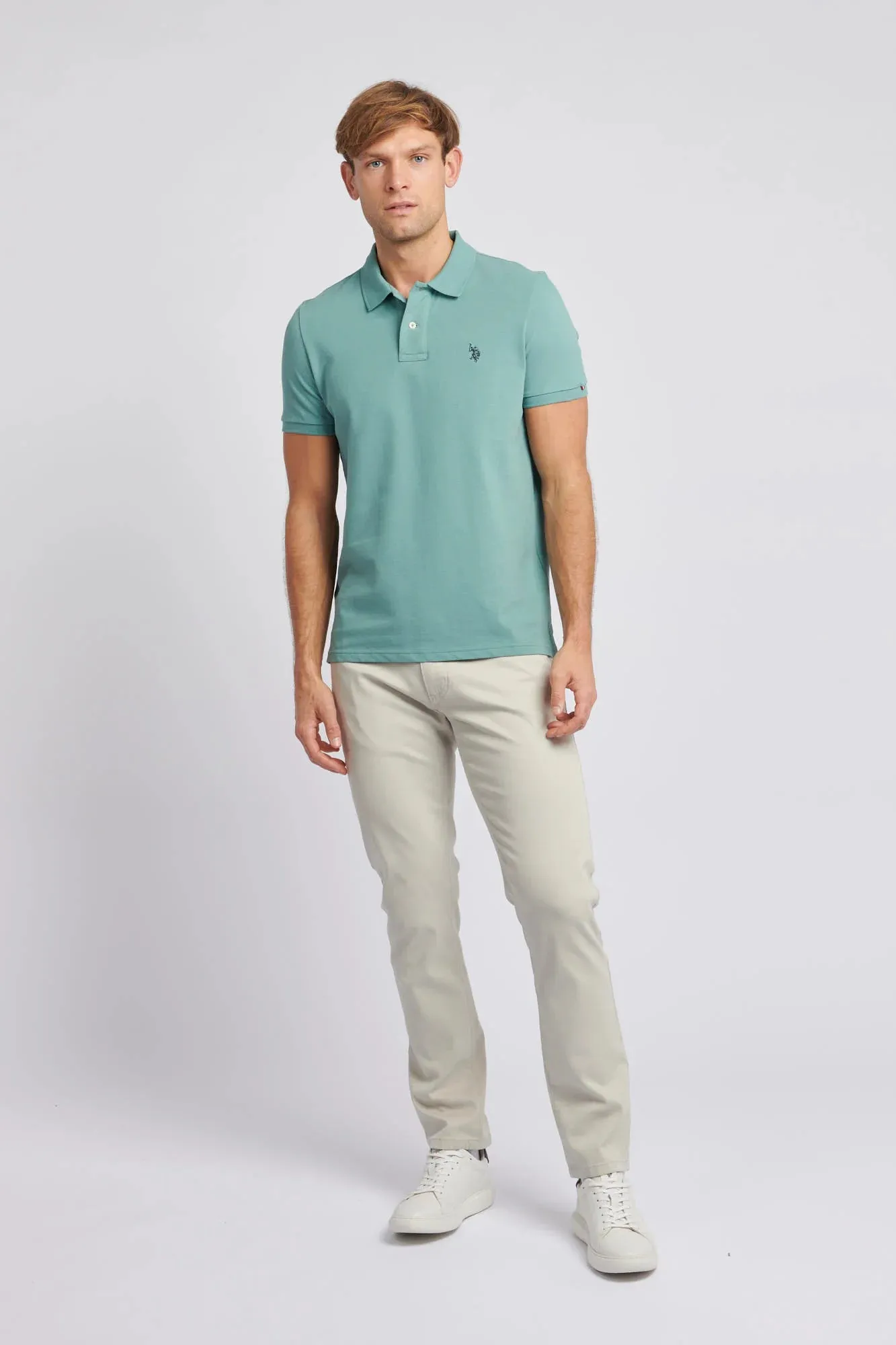 Mens Pique Polo Shirt in Mineral Blue