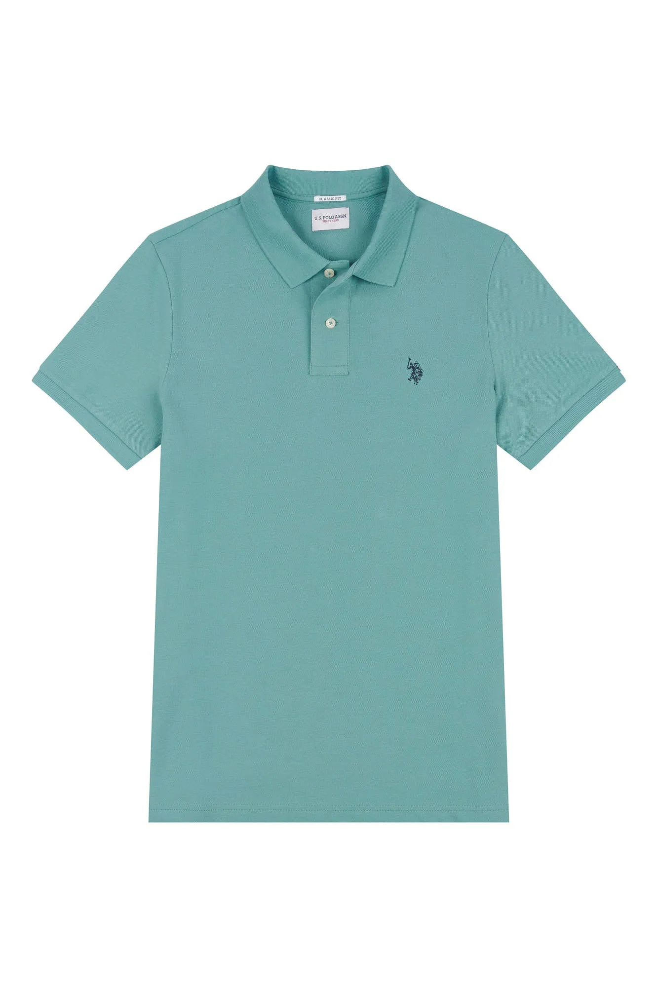 Mens Pique Polo Shirt in Mineral Blue