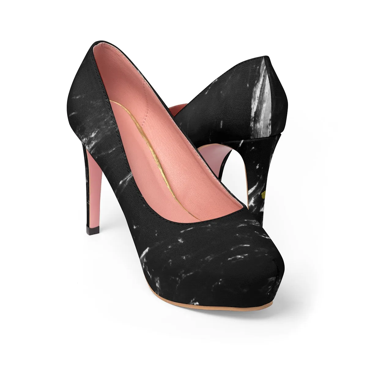 Modern Black Marble Print Premium Women's Platform Heels Stilettos (US Size: 5-11)