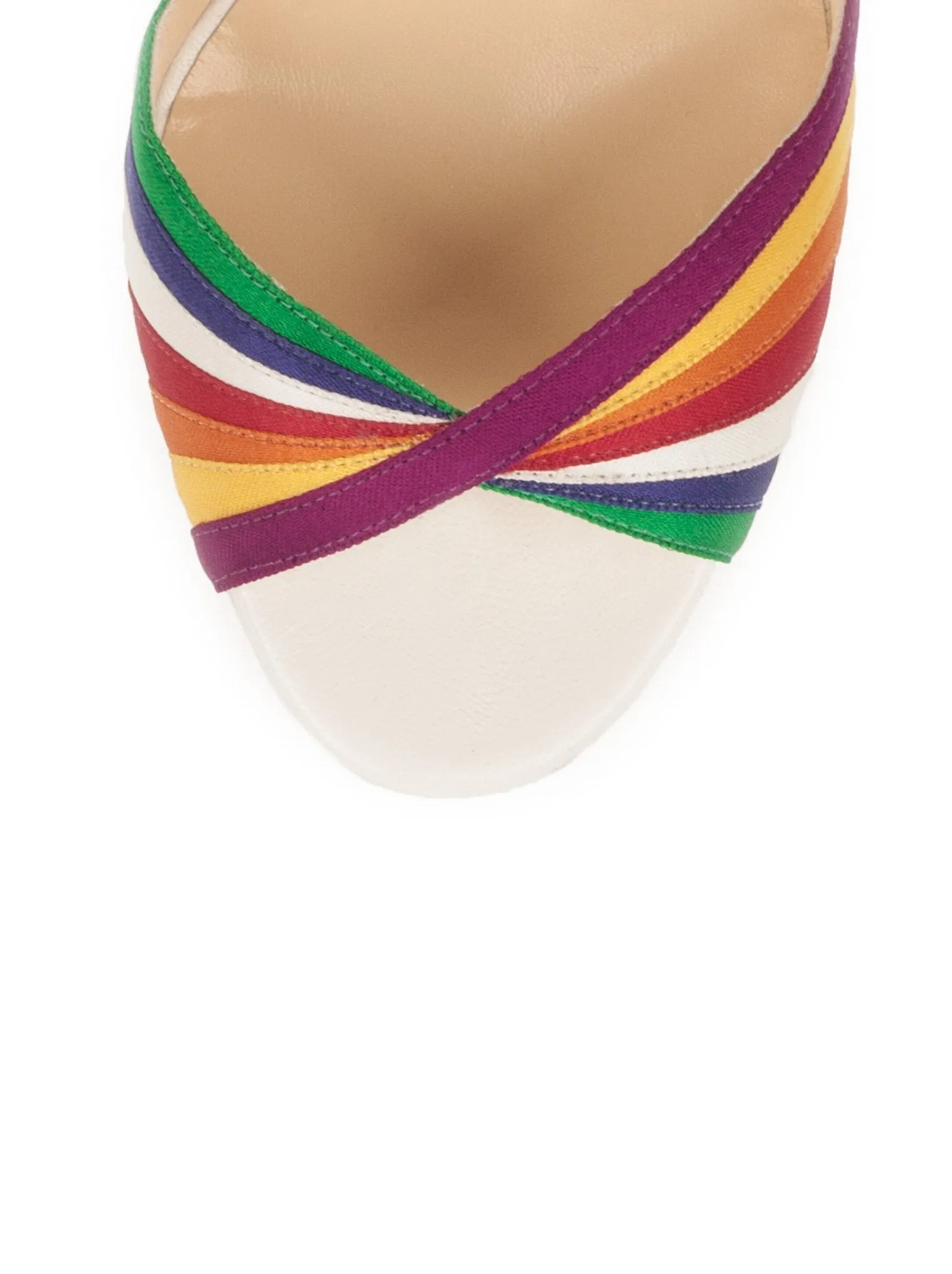 Naseeba Leather Rainbow Sandals - White / Multi