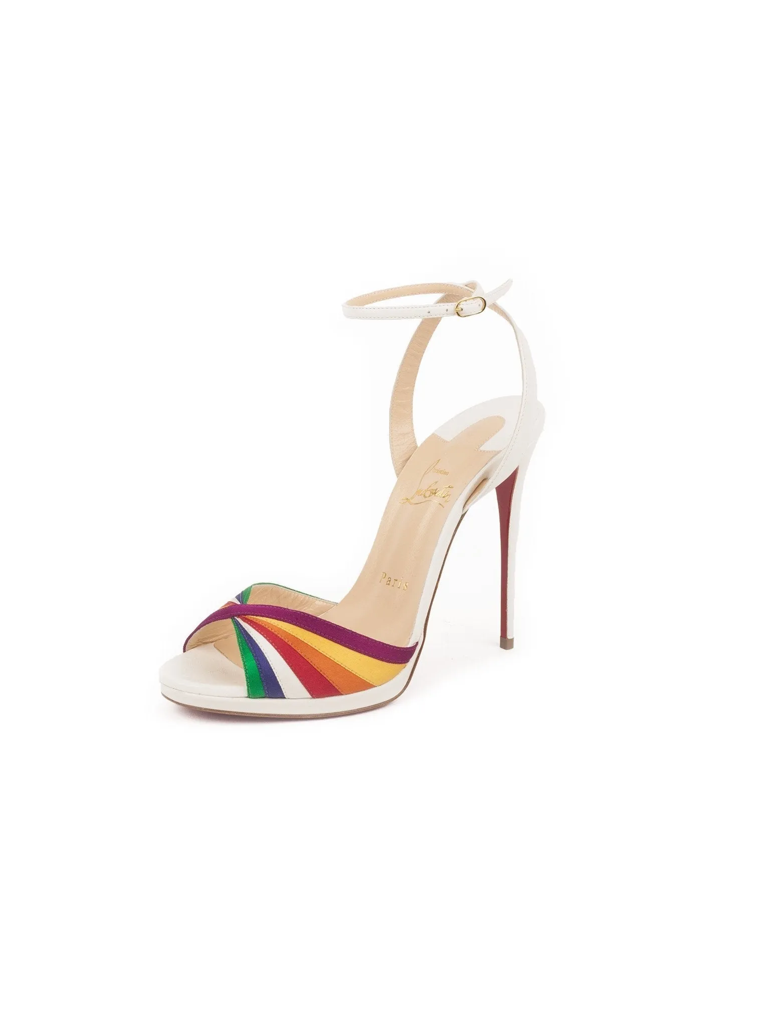 Naseeba Leather Rainbow Sandals - White / Multi