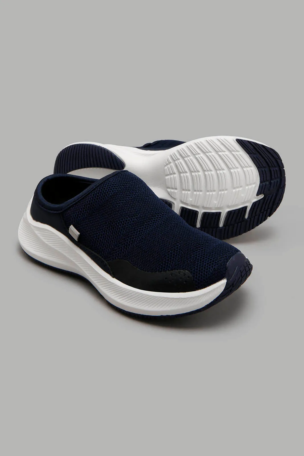 Navy Knitted Slip On Sneaker