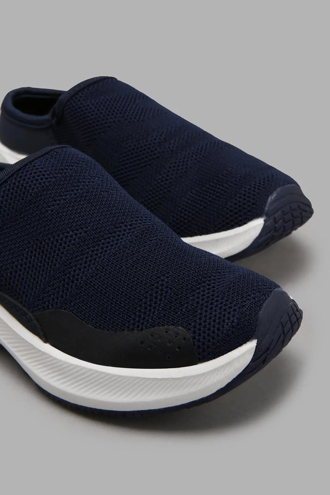 Navy Knitted Slip On Sneaker