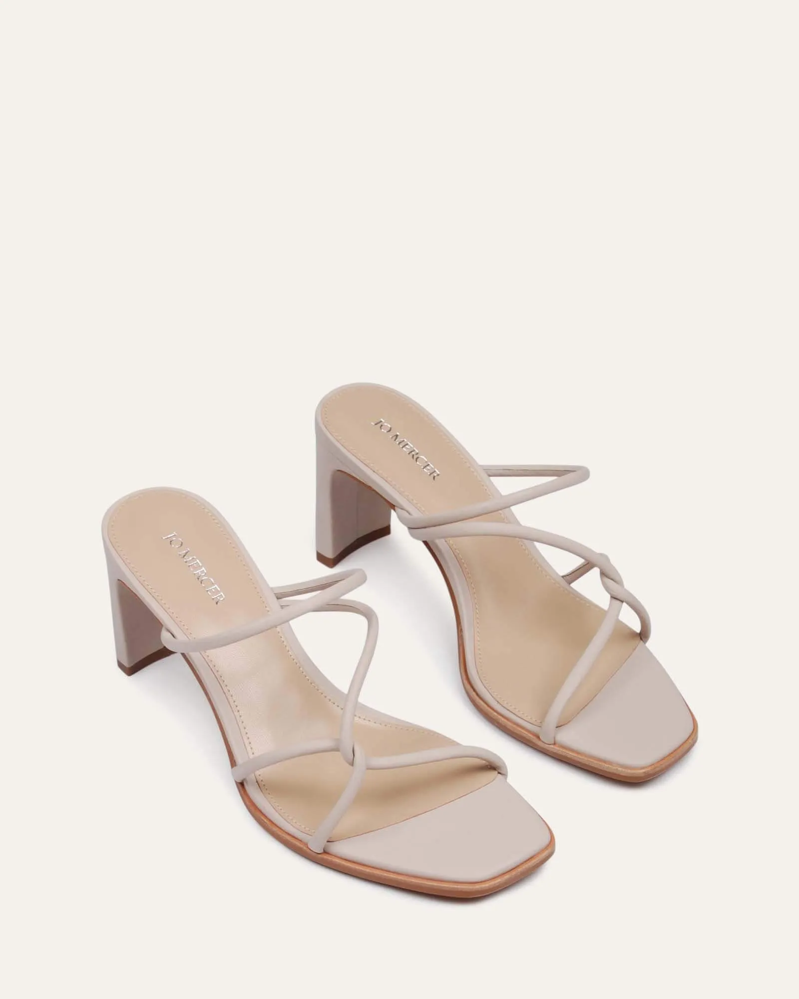 NOVI MID HEEL SANDALS BONE LEATHER