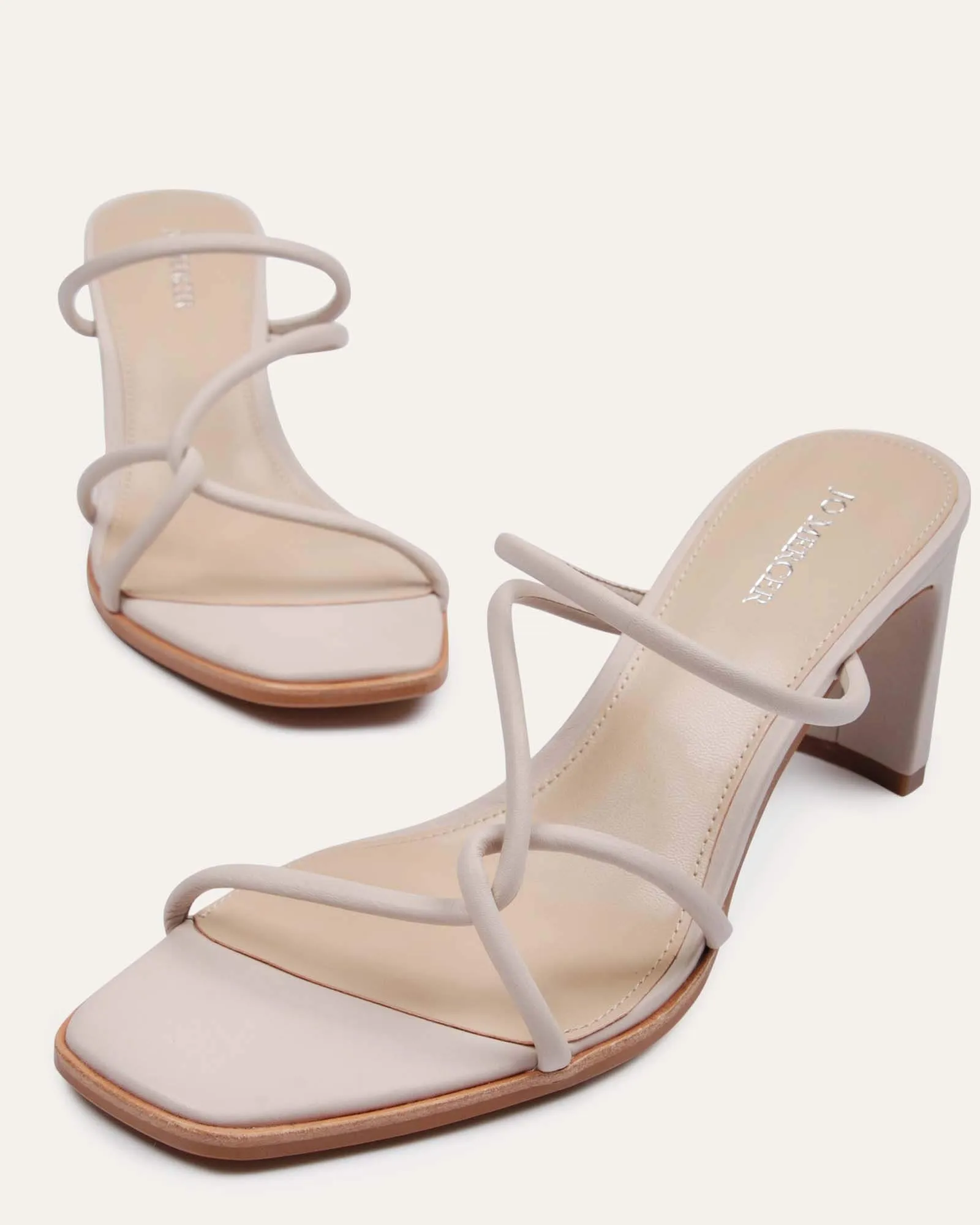 NOVI MID HEEL SANDALS BONE LEATHER