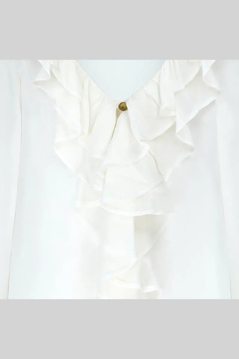 Nuan White Ruffle Top