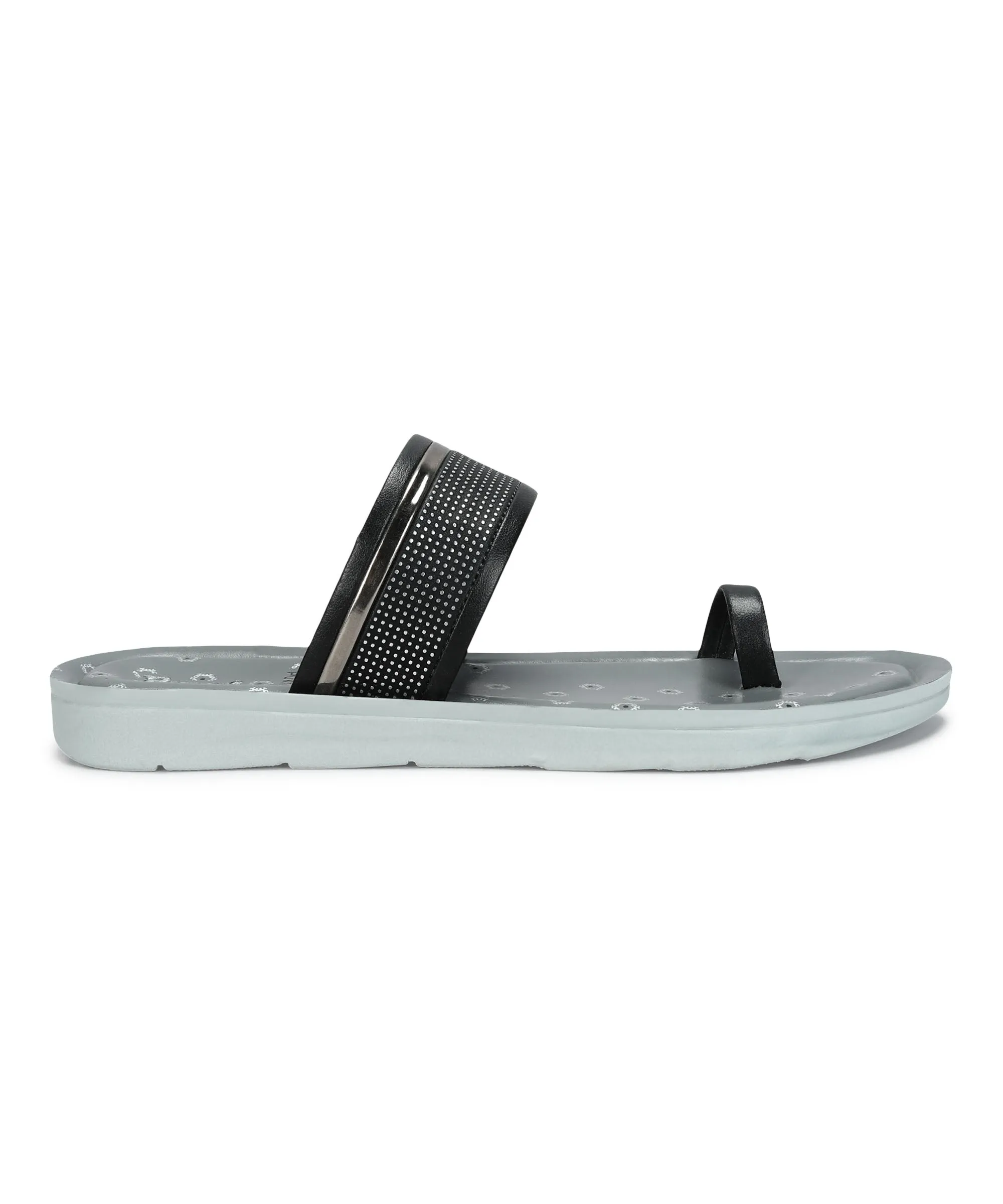 Paragon Women's Slip On Flat Black Sandals | Durable Dailywear Sandals