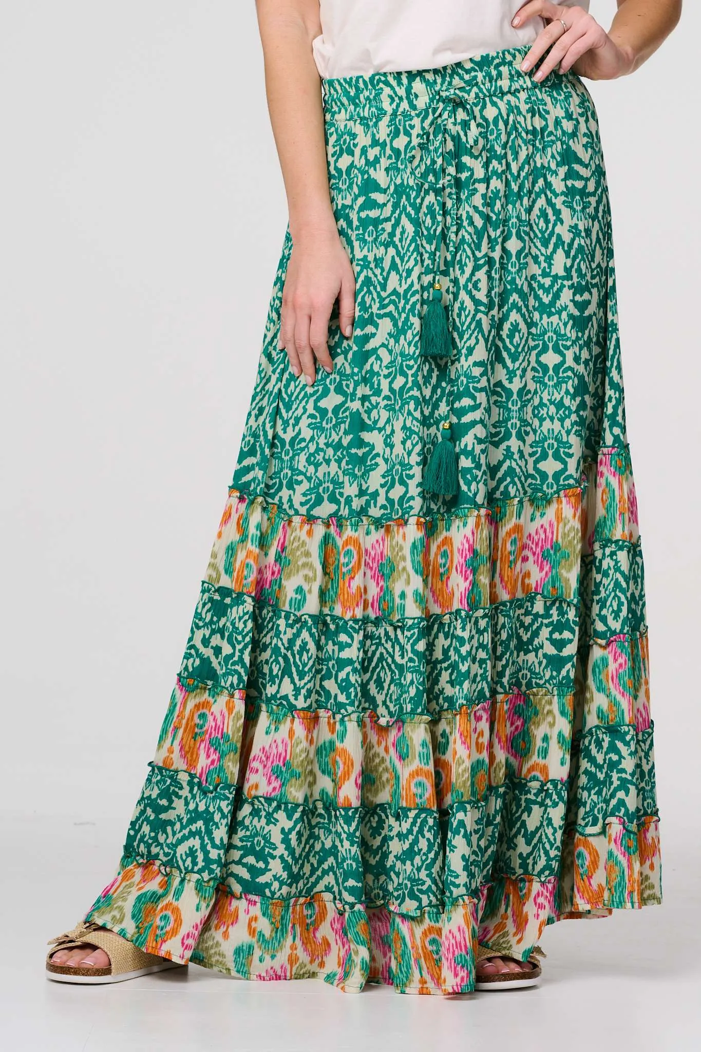 Patchwork High Waist Maxi Skirt