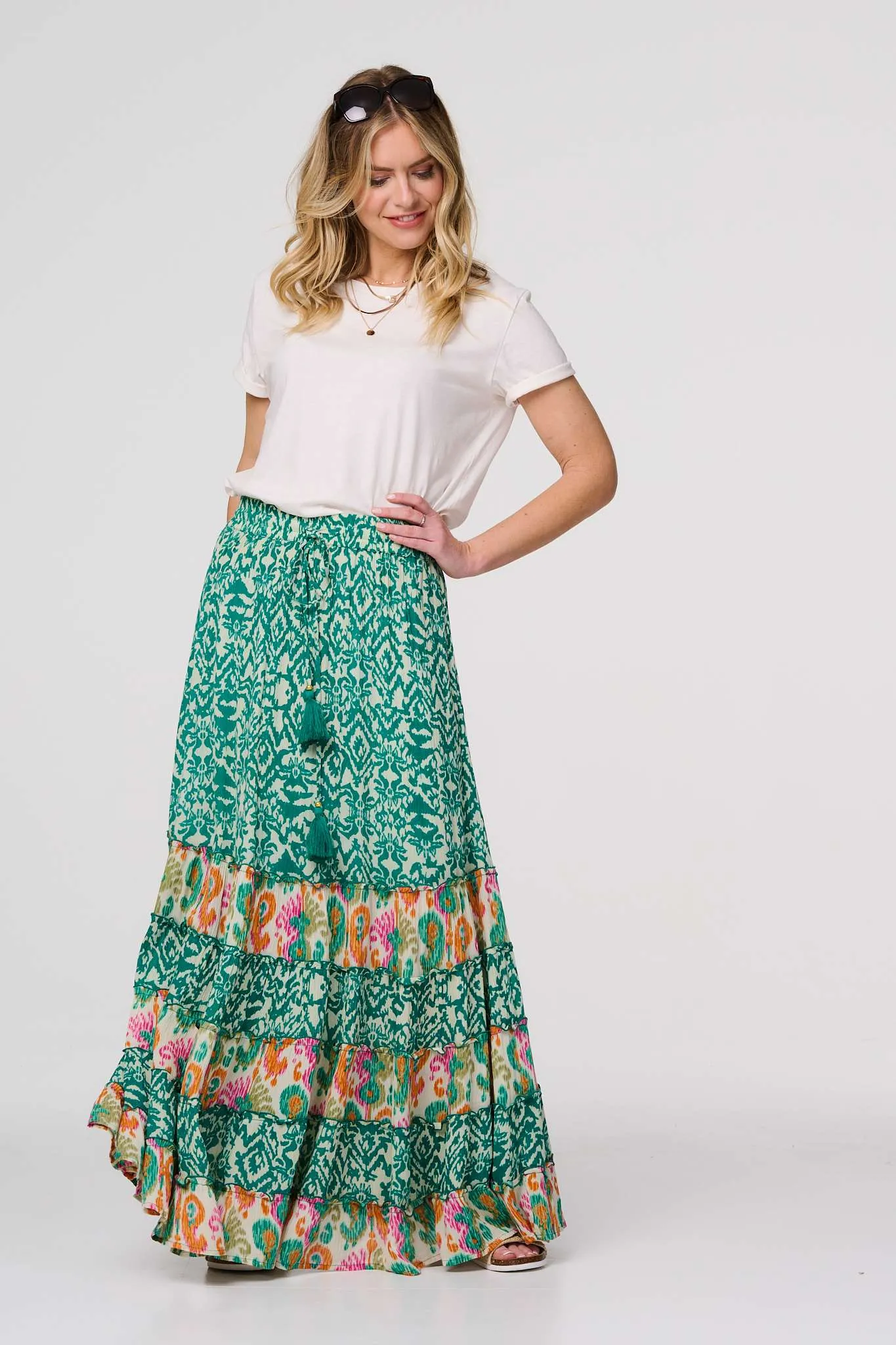 Patchwork High Waist Maxi Skirt