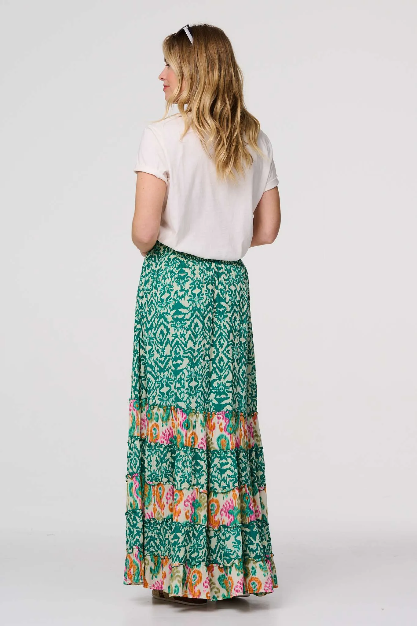 Patchwork High Waist Maxi Skirt