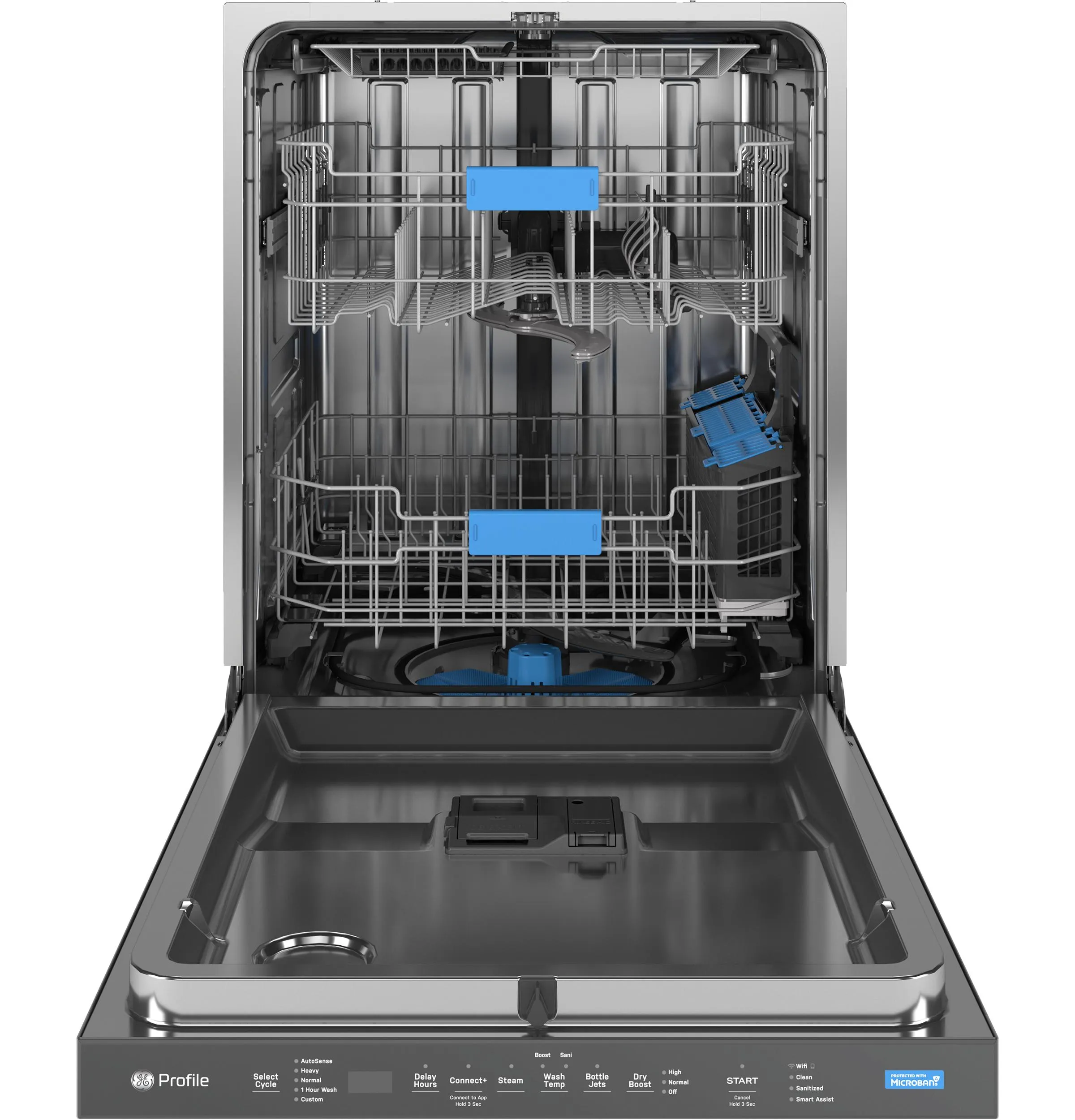 PDP715SYVFS GE Profile™ ENERGY STAR® Fingerprint Resistant Top Control Stainless Interior Dishwasher with Microban™ Antimicrobial Technology with Sanitize Cycle