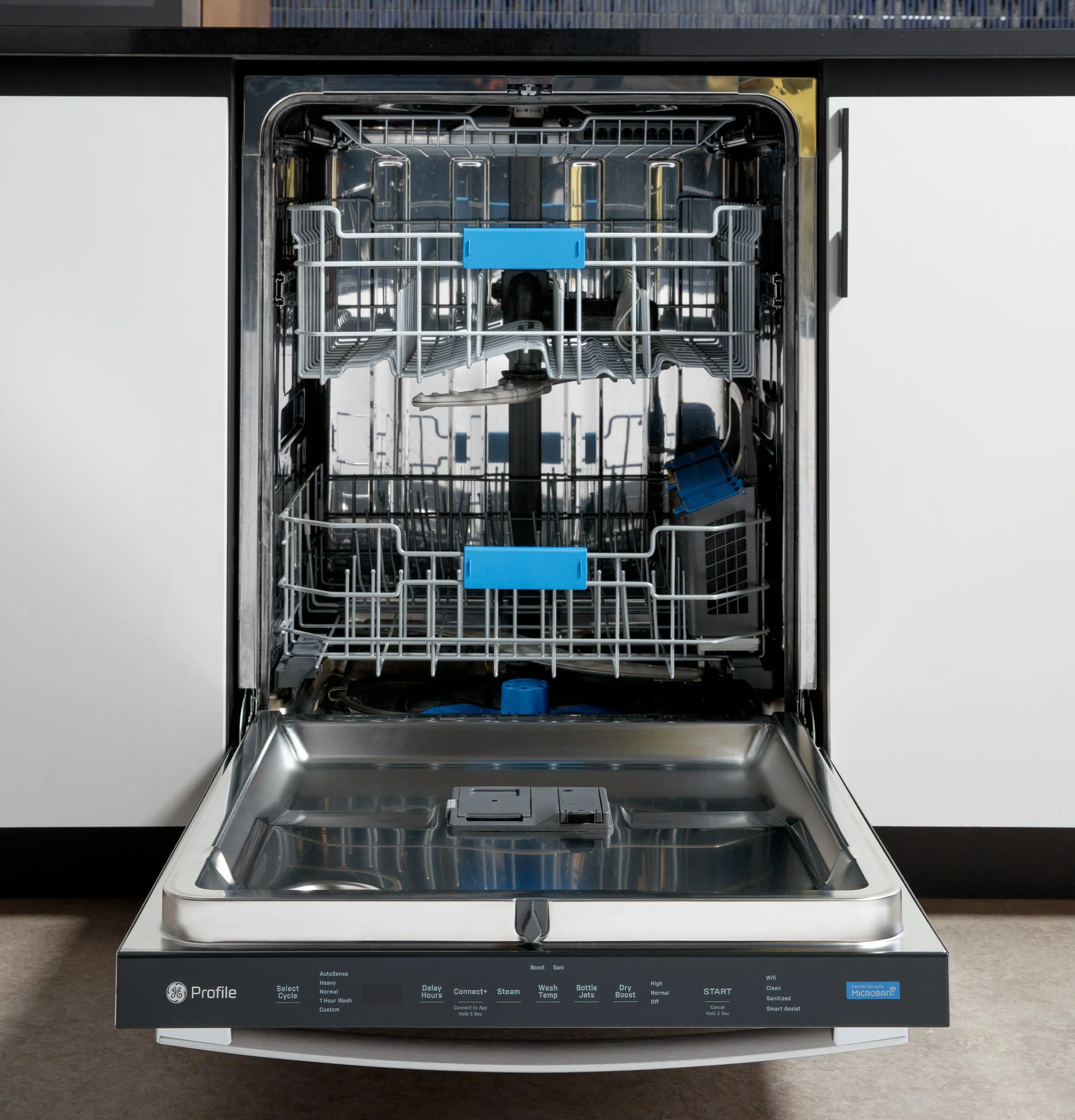 PDP715SYVFS GE Profile™ ENERGY STAR® Fingerprint Resistant Top Control Stainless Interior Dishwasher with Microban™ Antimicrobial Technology with Sanitize Cycle