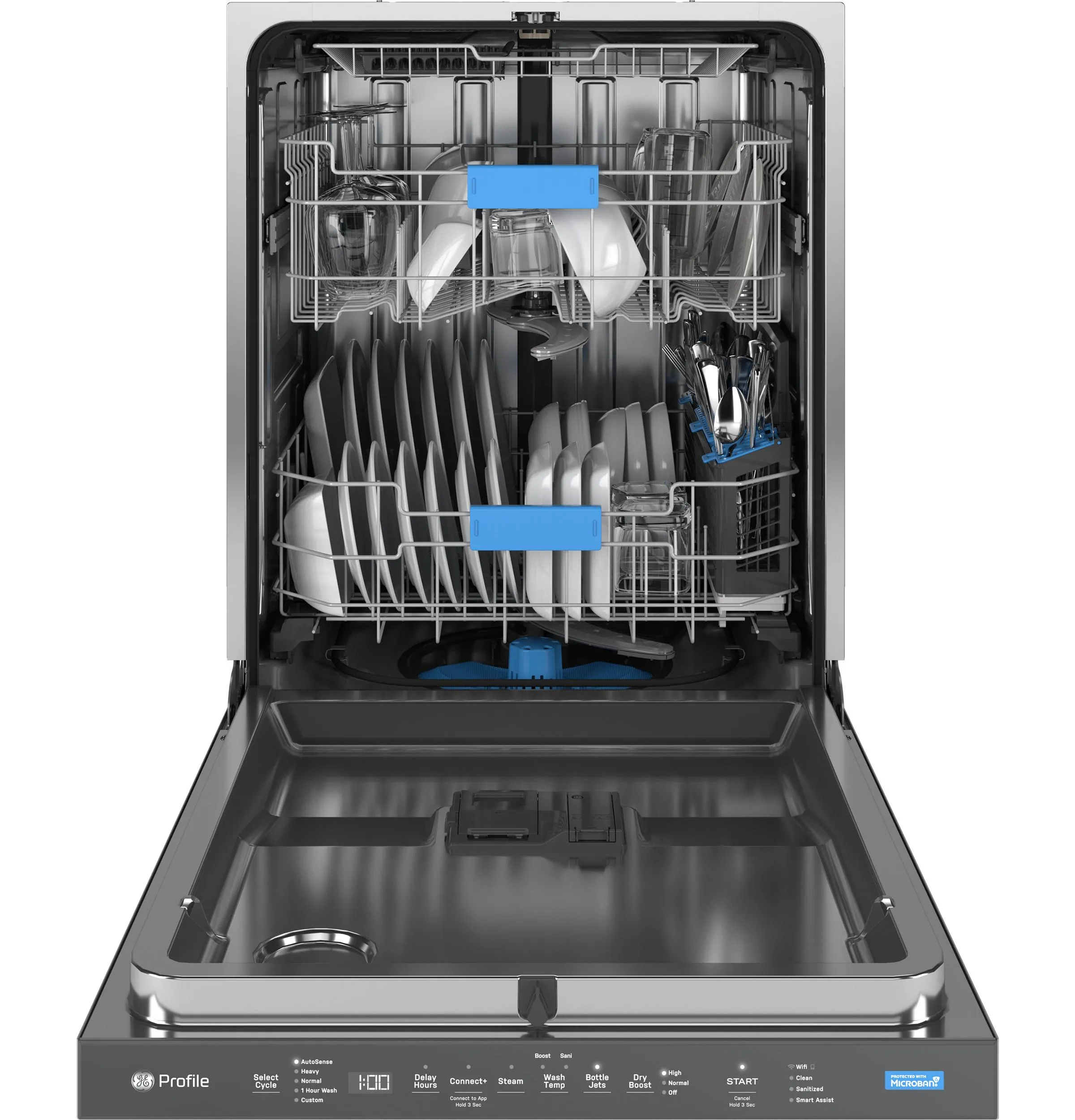 PDP715SYVFS GE Profile™ ENERGY STAR® Fingerprint Resistant Top Control Stainless Interior Dishwasher with Microban™ Antimicrobial Technology with Sanitize Cycle