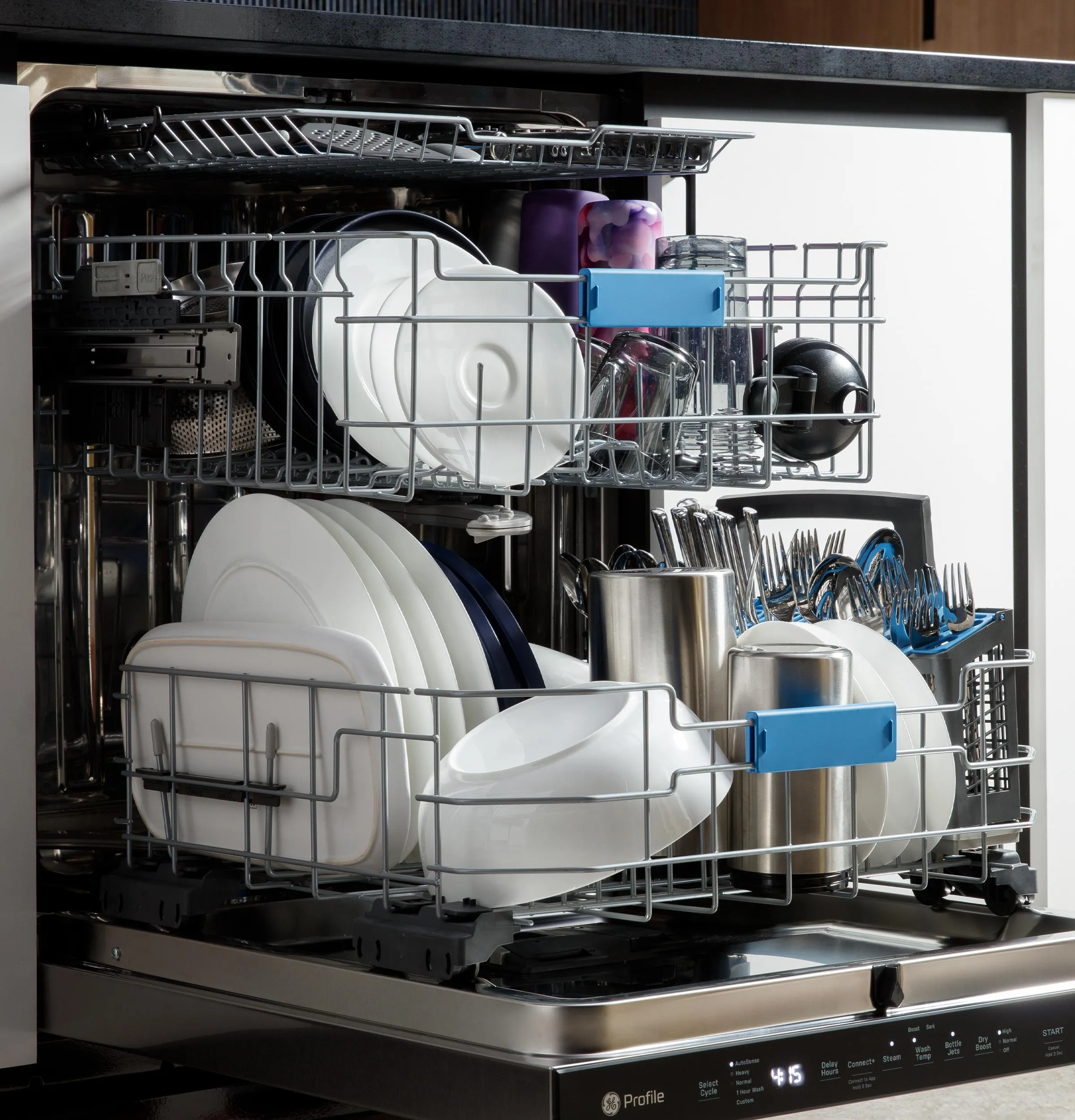 PDP715SYVFS GE Profile™ ENERGY STAR® Fingerprint Resistant Top Control Stainless Interior Dishwasher with Microban™ Antimicrobial Technology with Sanitize Cycle