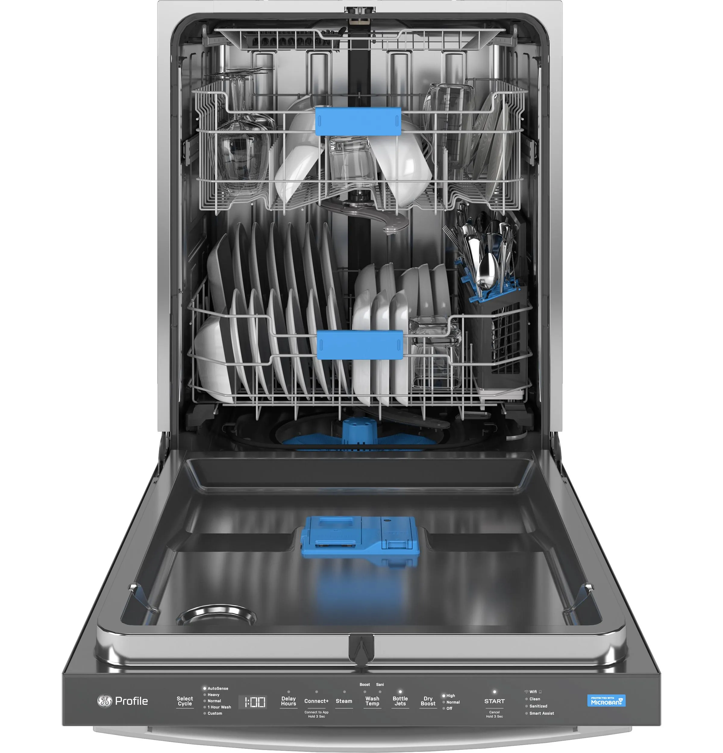 PDT715SYVFS GE Profile™ ENERGY STAR® Fingerprint Resistant Top Control Stainless Interior Dishwasher with Microban™ Antimicrobial Technology with Sanitize Cycle