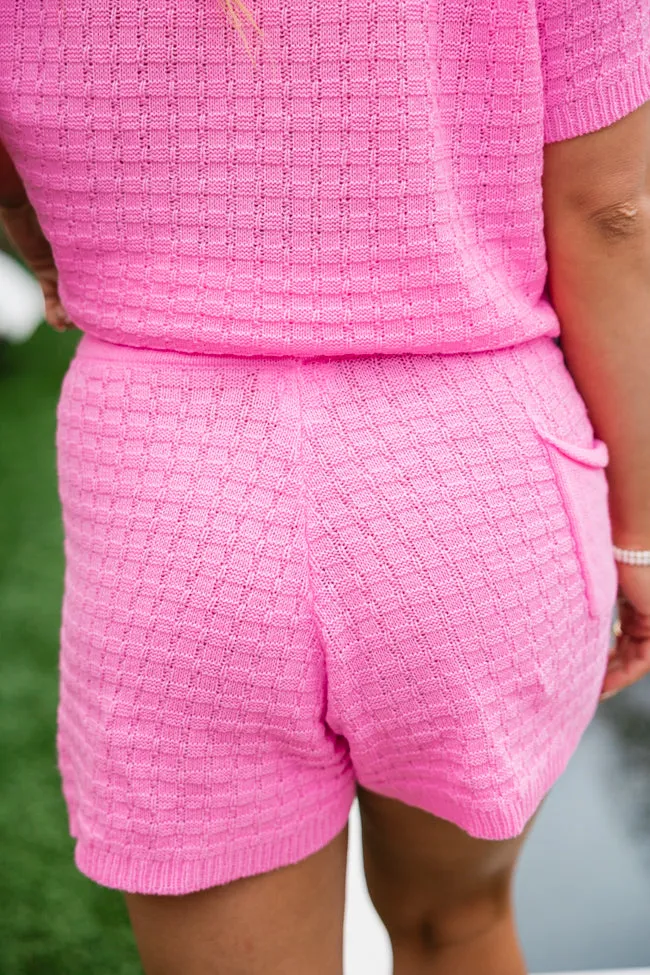 Perfectly Paired Bright Pink Sweater Top and Shorts Set