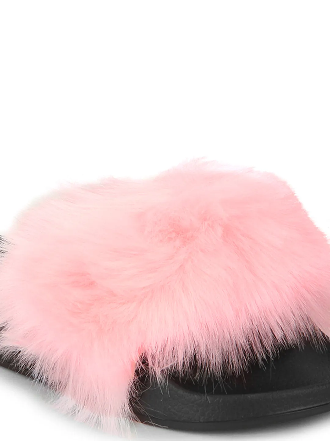 Pink Black Fur Sliders