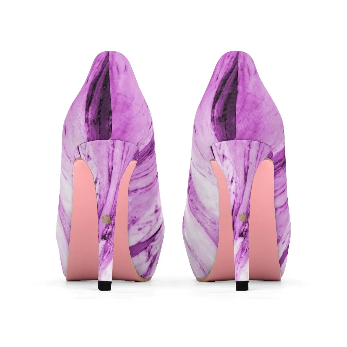 Pink Purple Marble Print Women's Platform Heels Stiletto Pumps Shoes (US Size: 5-11)