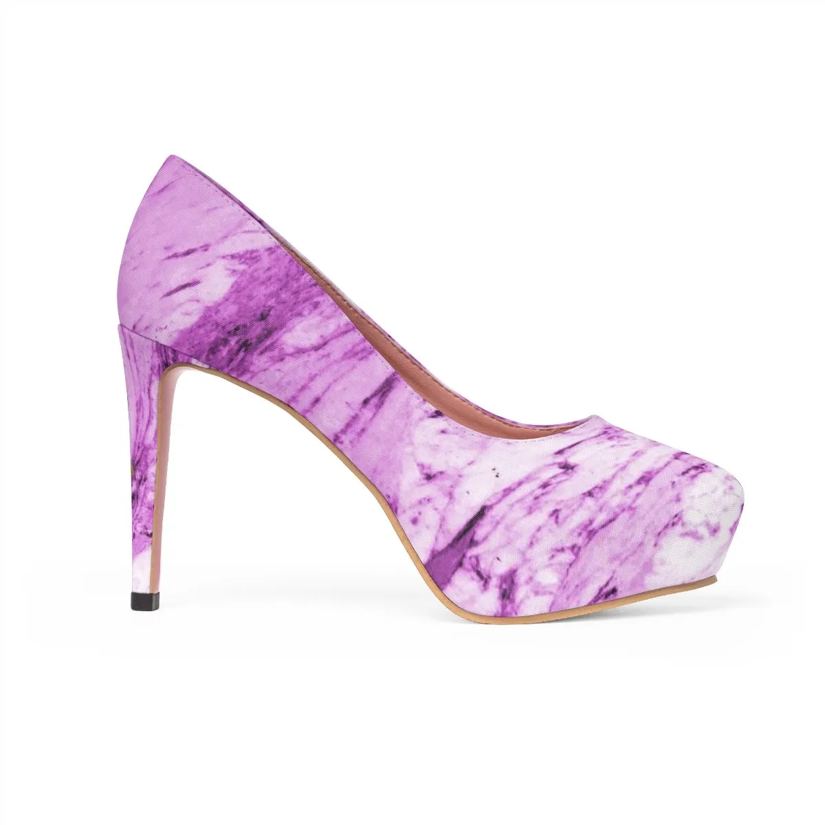 Pink Purple Marble Print Women's Platform Heels Stiletto Pumps Shoes (US Size: 5-11)