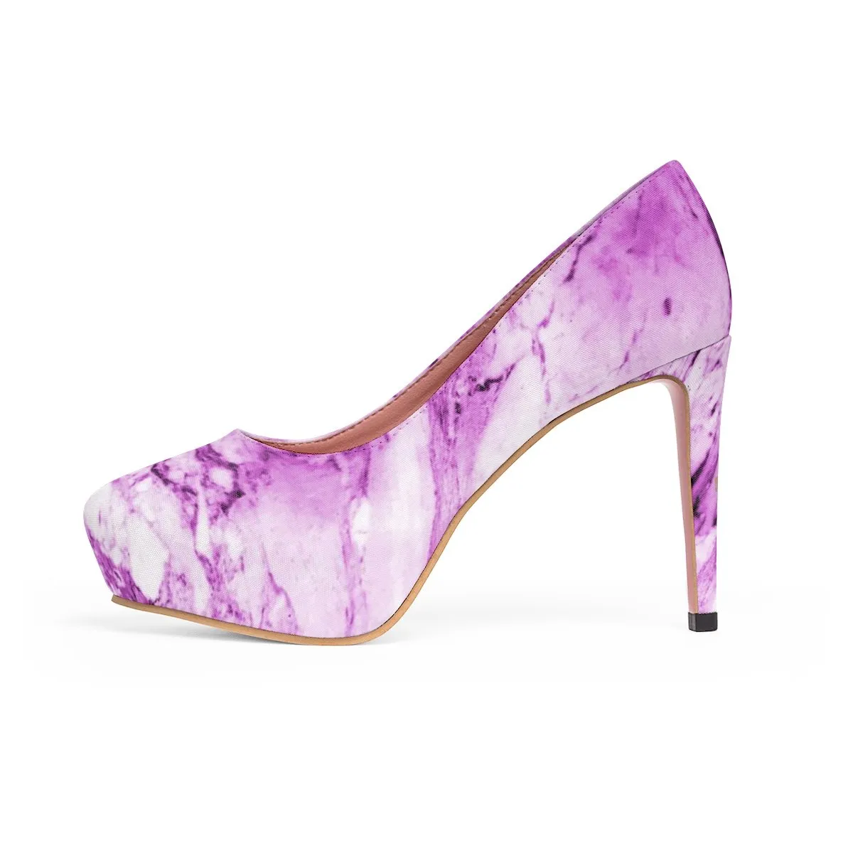 Pink Purple Marble Print Women's Platform Heels Stiletto Pumps Shoes (US Size: 5-11)