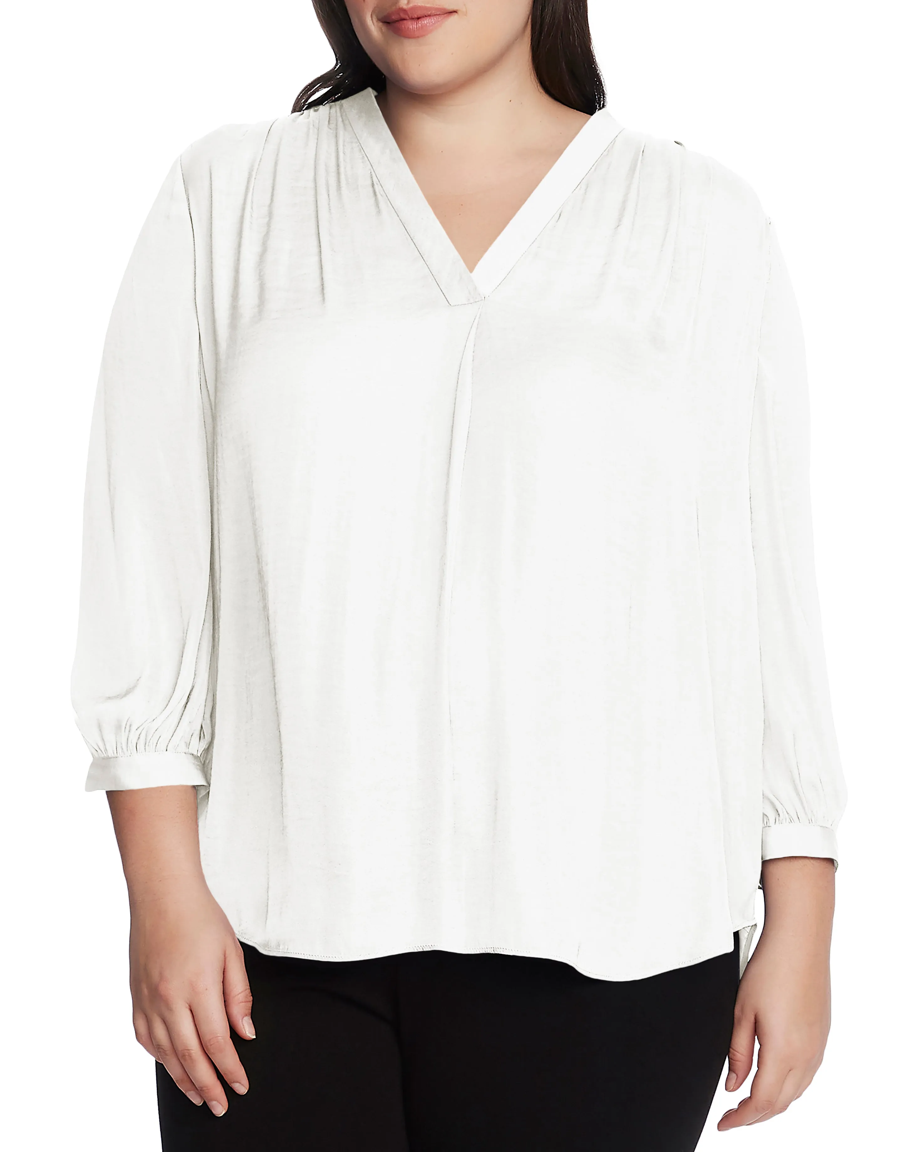 Plus-Size V-Neck Inverted Pleat Top