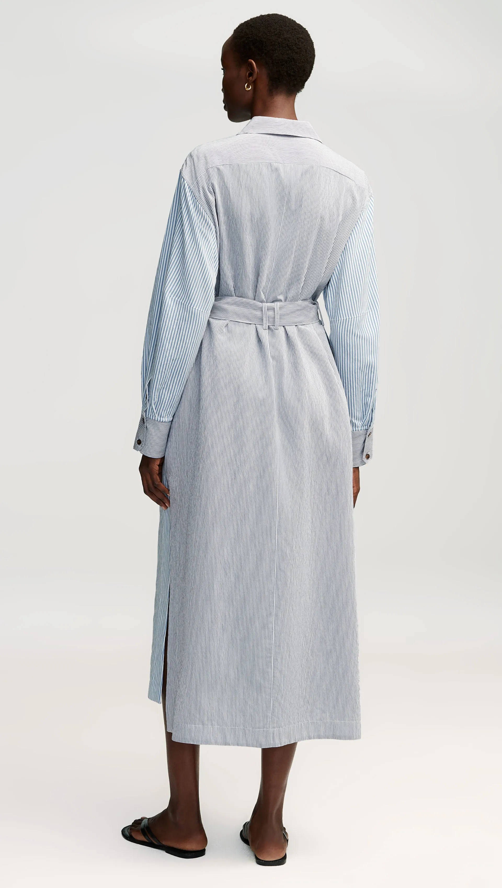 Pocket Dress in Viscose Blend | Blue Stripe