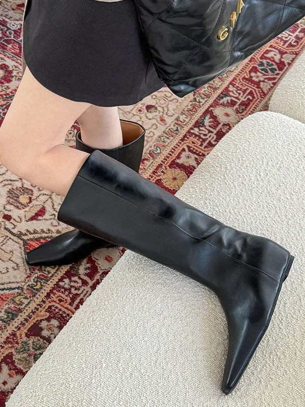 Pointed-Toe Split-Joint Boots Pumps