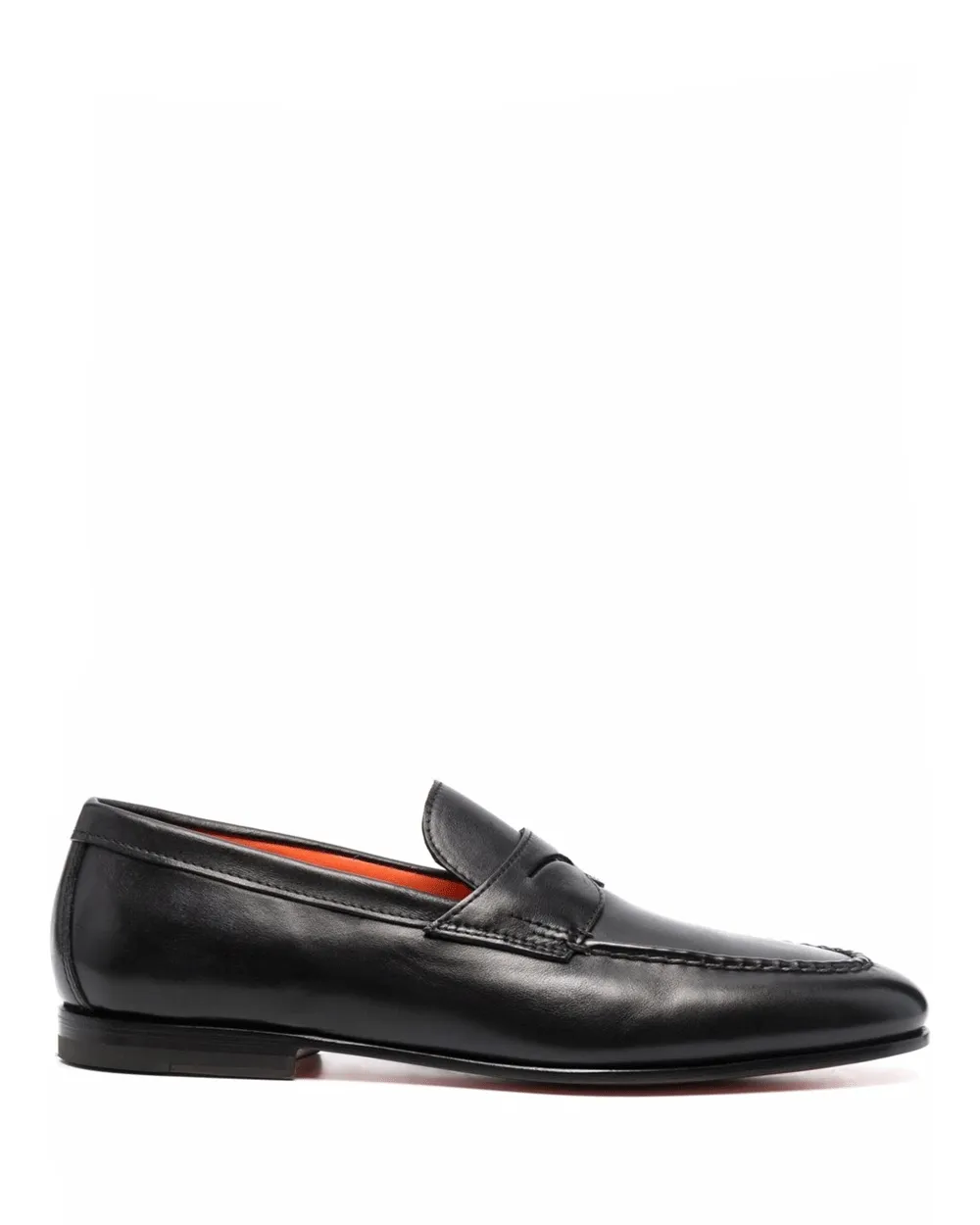 Polished Leather Penny Loafer in Black