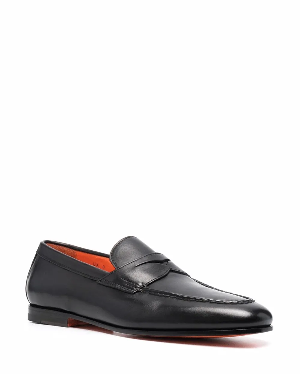 Polished Leather Penny Loafer in Black