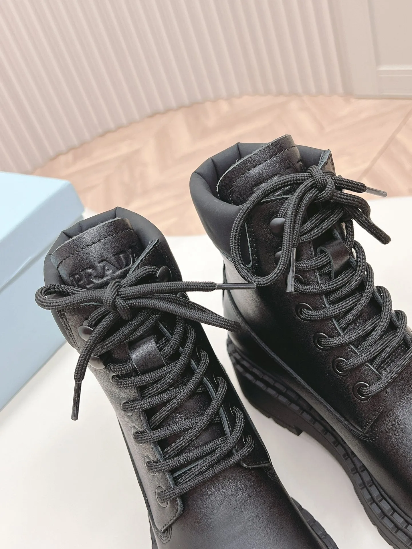 PRA LACE-UP BOOTS BLACK CALFSKIN