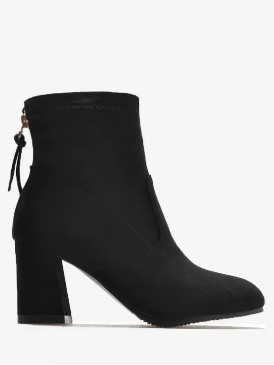 Pretty Block Heel Pointed Toe Ankle Boots