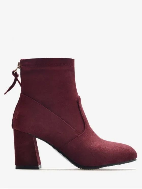 Pretty Block Heel Pointed Toe Ankle Boots