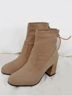 Pretty Block Heel Pointed Toe Ankle Boots