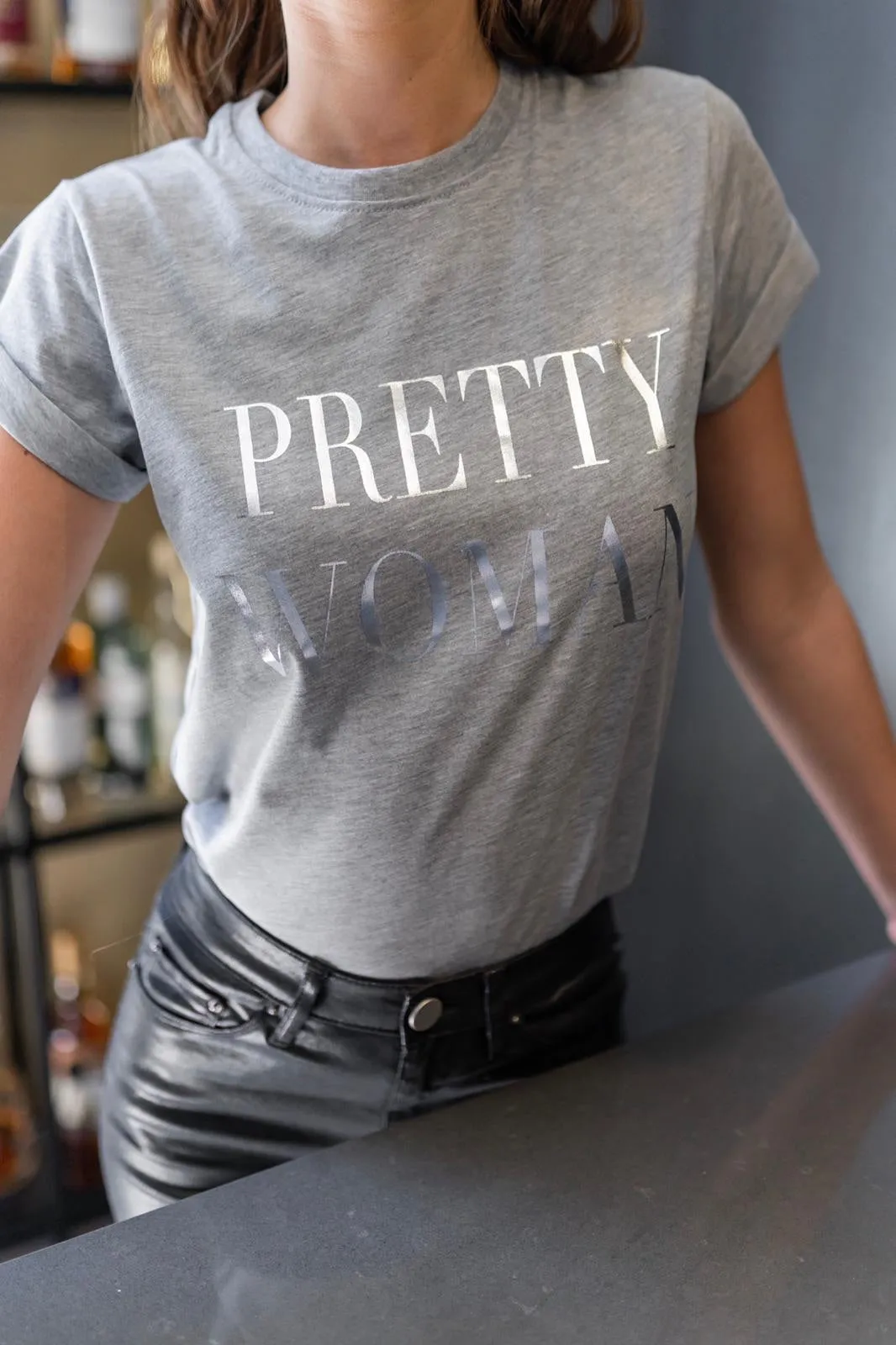 PRETTY WOMAN GREY - CT082 SLOGAN T SHIRT