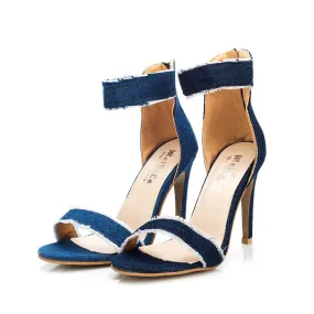 Pumps Fashion High Heels Shoes Wedding Women Denim High-Heeled Sandals