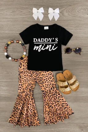 "Daddy's Mini" Cheetah Bell Bottom Set