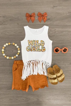 "Wild Child" Suede Scalloped Short Set