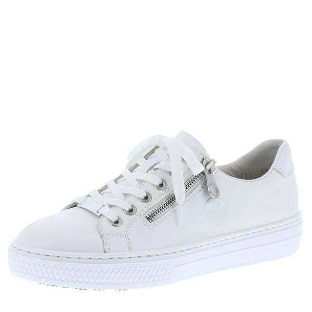 Rieker L59L1-83 Manila White Leather Lace-up Trainers