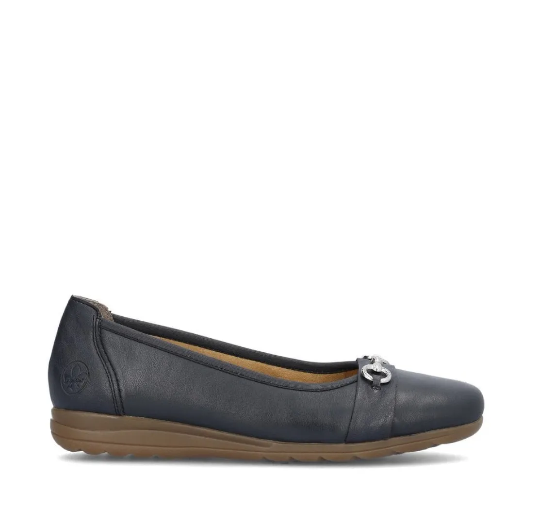 Rieker L9360-14 Navy Leather Ballet Pumps