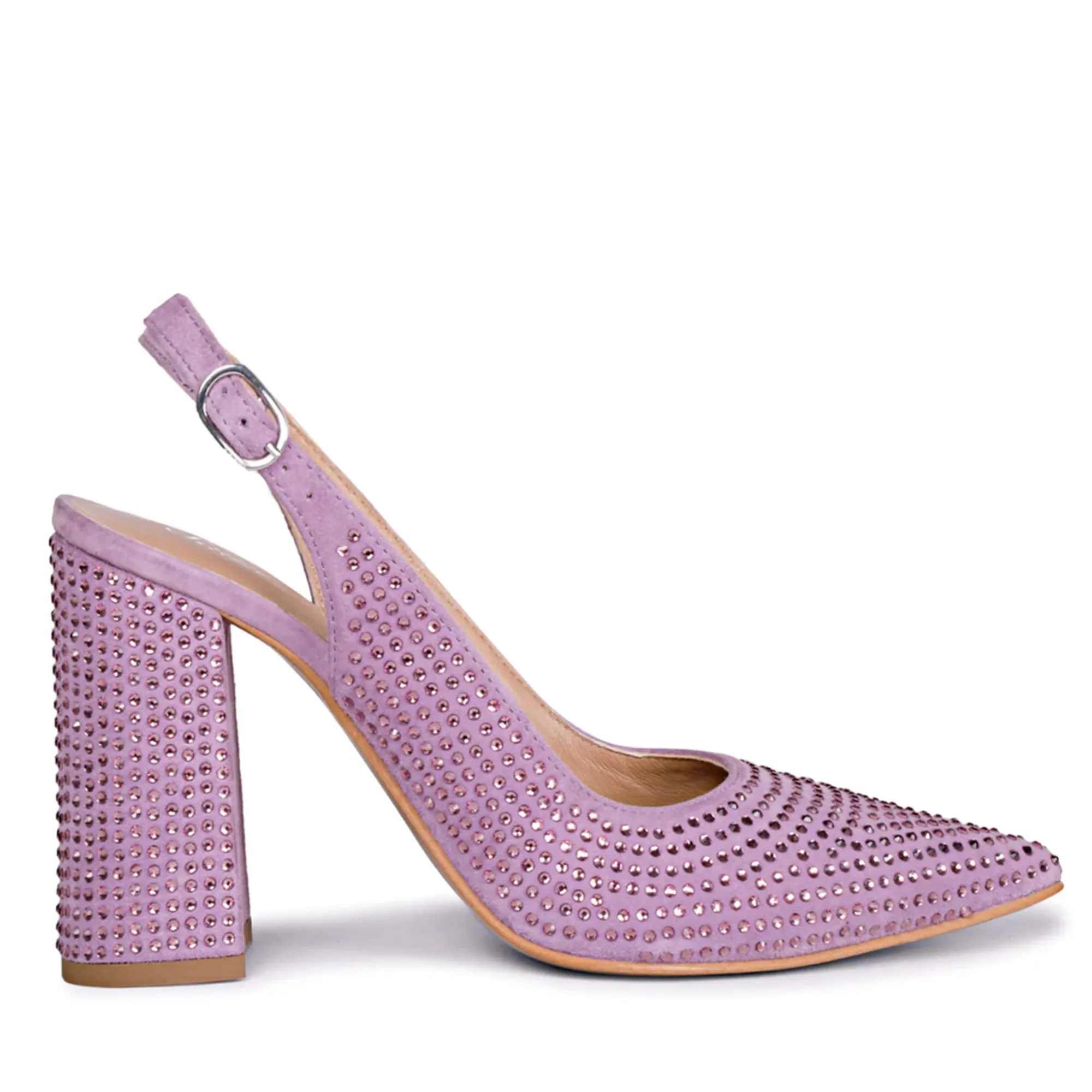 Saint Alyssa Crystal Embellished Lilac Leather Pumps