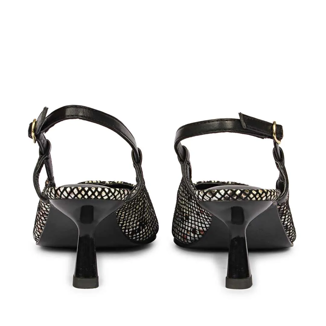 Saint Quinn Choco Black Snake Print Leather Pumps