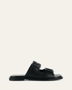 SEBASTIAN FLAT SLIDE BLACK LEATHER