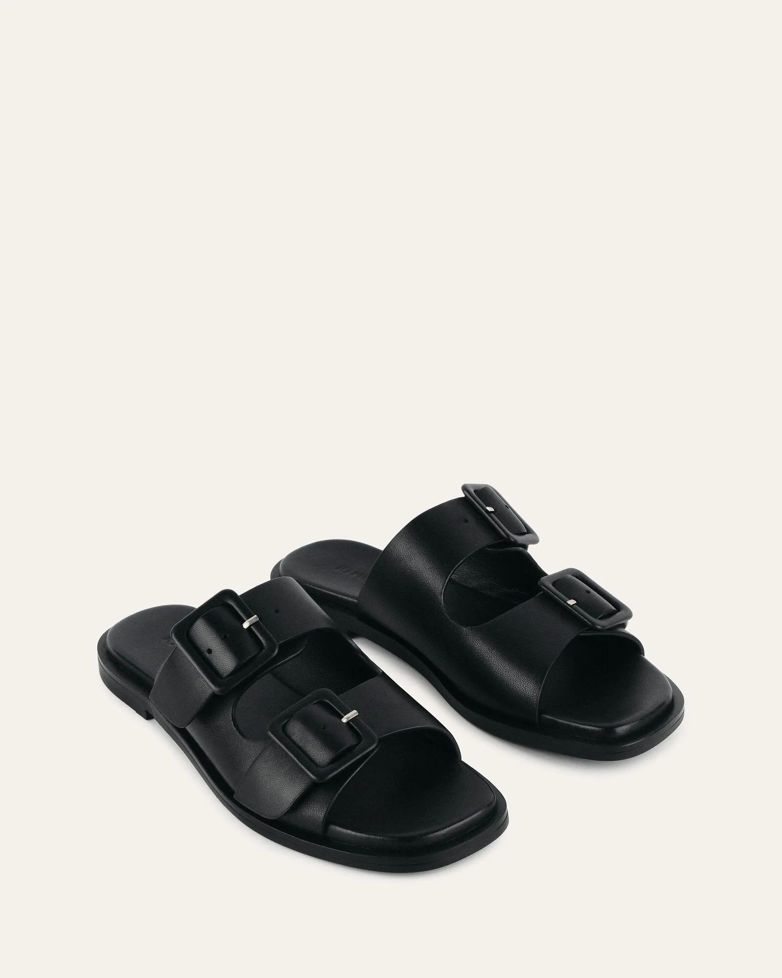 SEBASTIAN FLAT SLIDE BLACK LEATHER