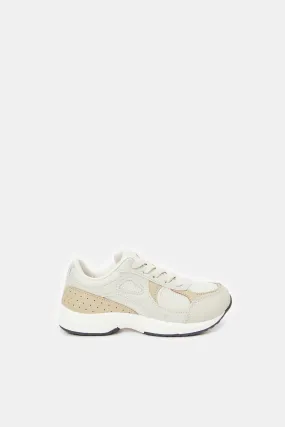 Senior Girls Beige Material Block Trainer