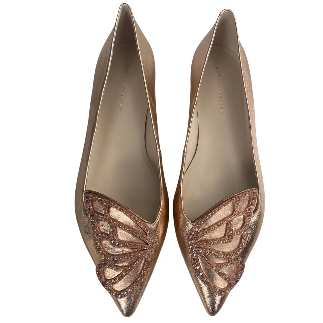 SOPHIA WEBSTER Bibi Butterfly Embroidered Flats Metallic SIZE 41