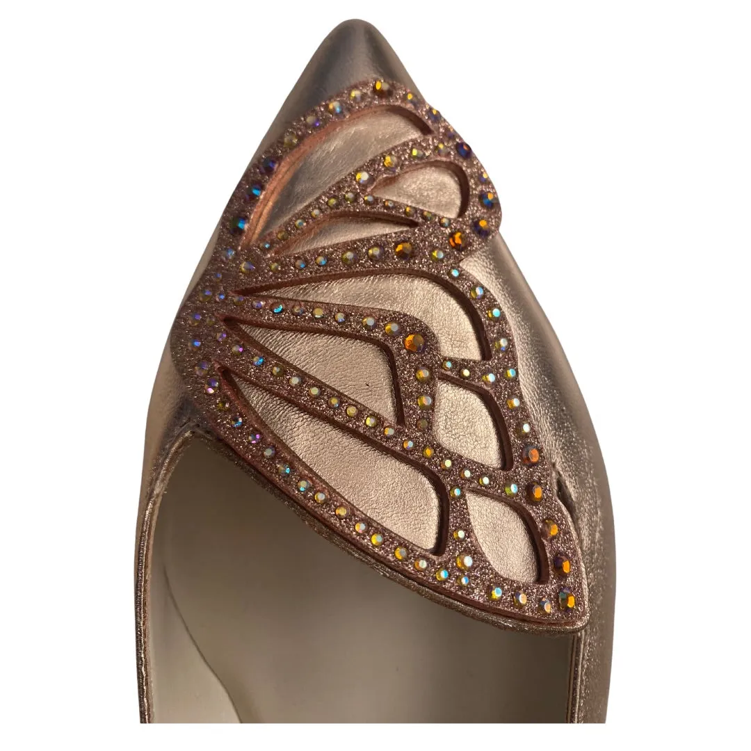 SOPHIA WEBSTER Bibi Butterfly Embroidered Flats Metallic SIZE 41